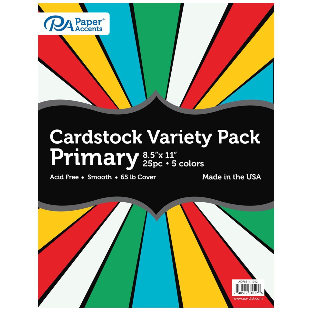 Accent Design Paper Accents Cardstock Variety Pack - 8.5" x 11" Primary 25 Sheets - Heavyweight Cardstock for Scrapbooking, Scrapbooking & Crafts - Archival Quality